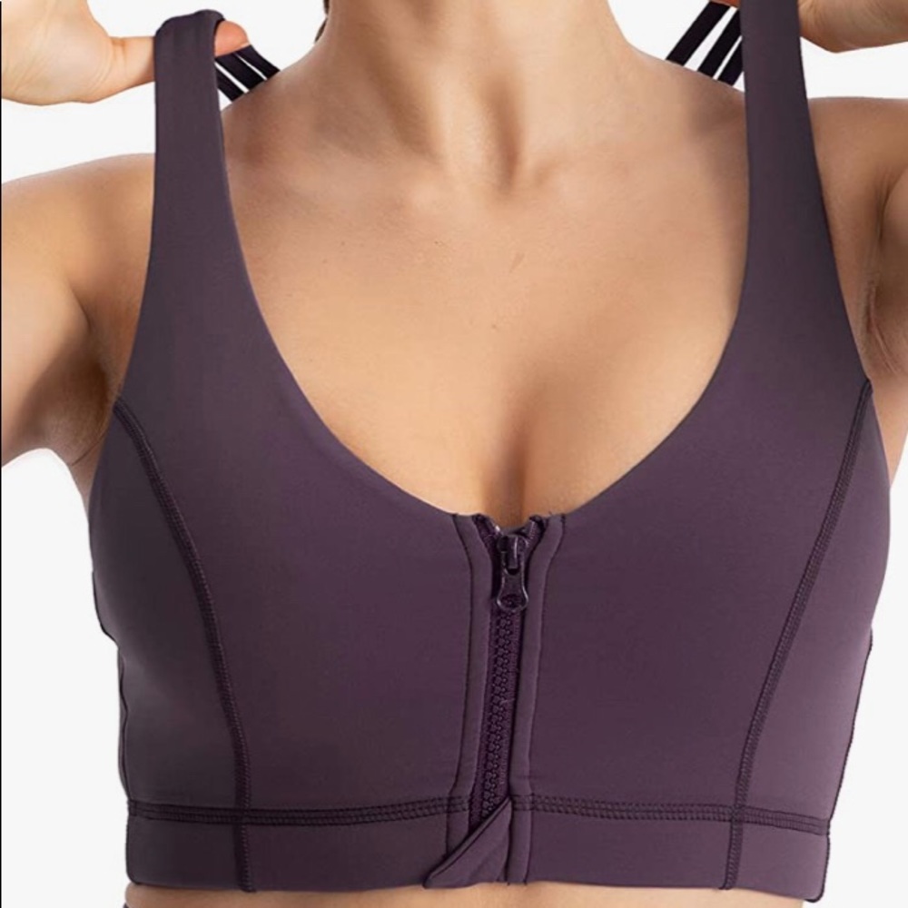 SET OF 2 Front Zip Criss-Cross Back Workout Bra